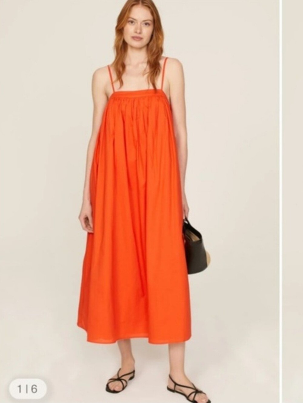 Adam Lippes Bright Orange Spaghetti-Strap Swing Maxi Dress Euro Vacation Cruise